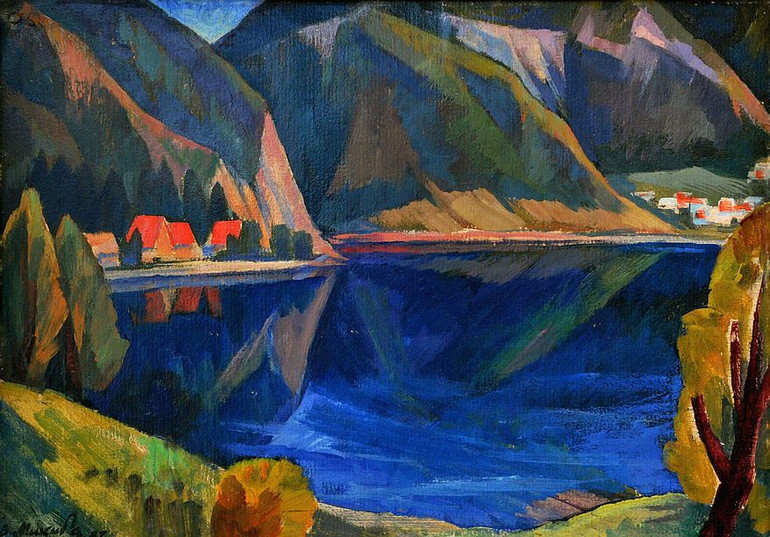 Володимир Микита Озеро, олія на картоні. 1987 рік